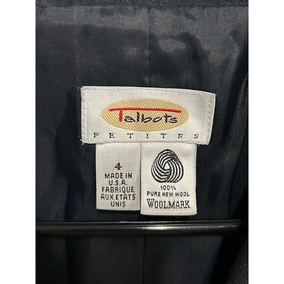 Talbots Petites Womens Navy Button-Front Fully Lined Wool Blazer Size 4 Tailored - Picture 5 of 9
